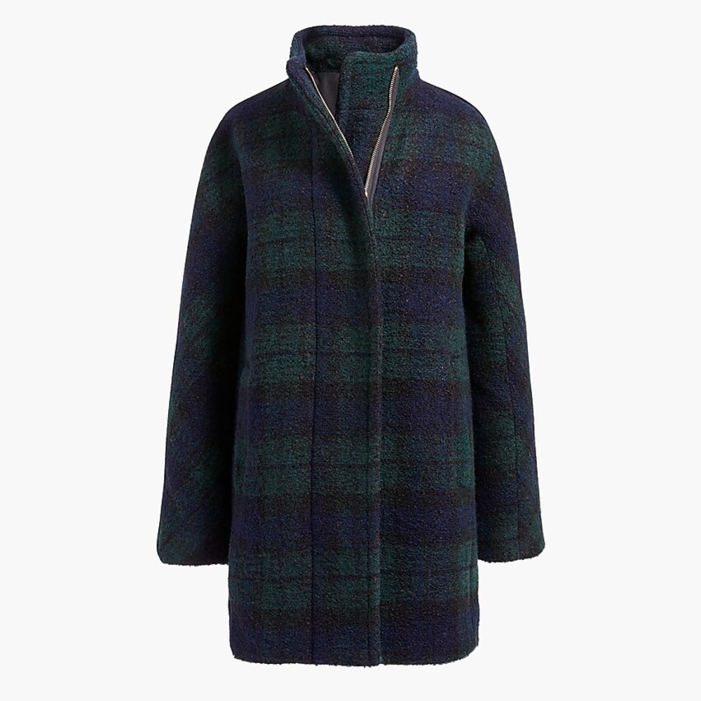 New Boucle city coat in Black Watch Plaid